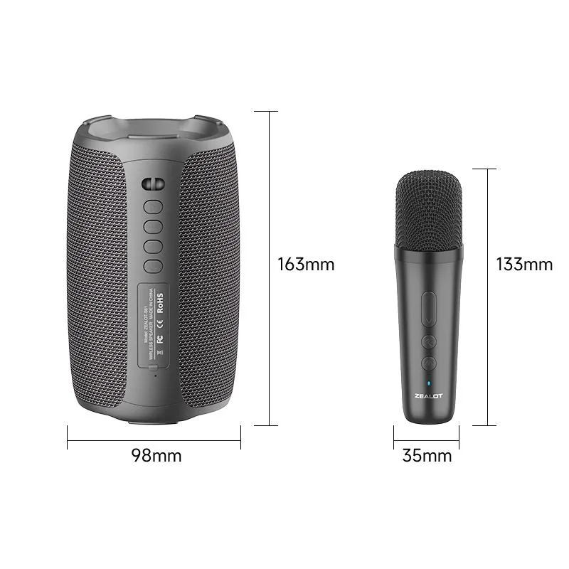 Zealot S61M RGB Rhythmic Light Karaoke Wireless Speaker, Style:Dual Mic(Black)