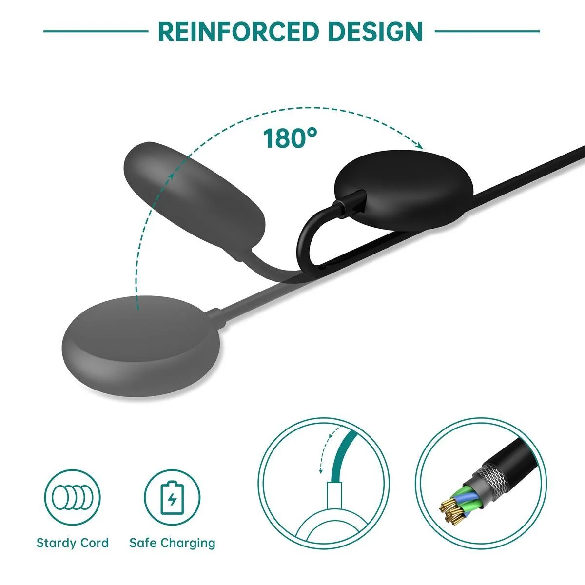For Google Pixel Watch xDfind Smart Watch Magnetic Charging Cable, Length: 1m, Port:USB Port(Black)