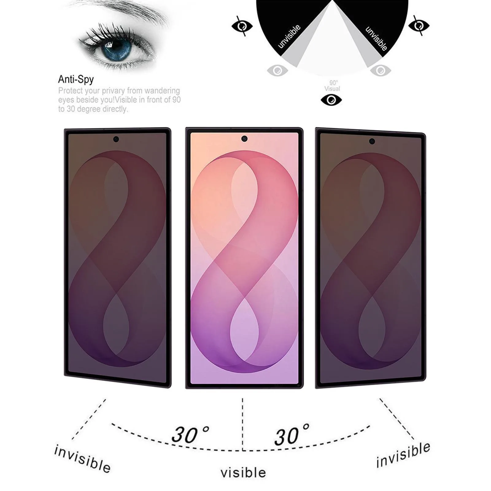 Silk Full Cover 28-degree Privacy Tempered Glass Film