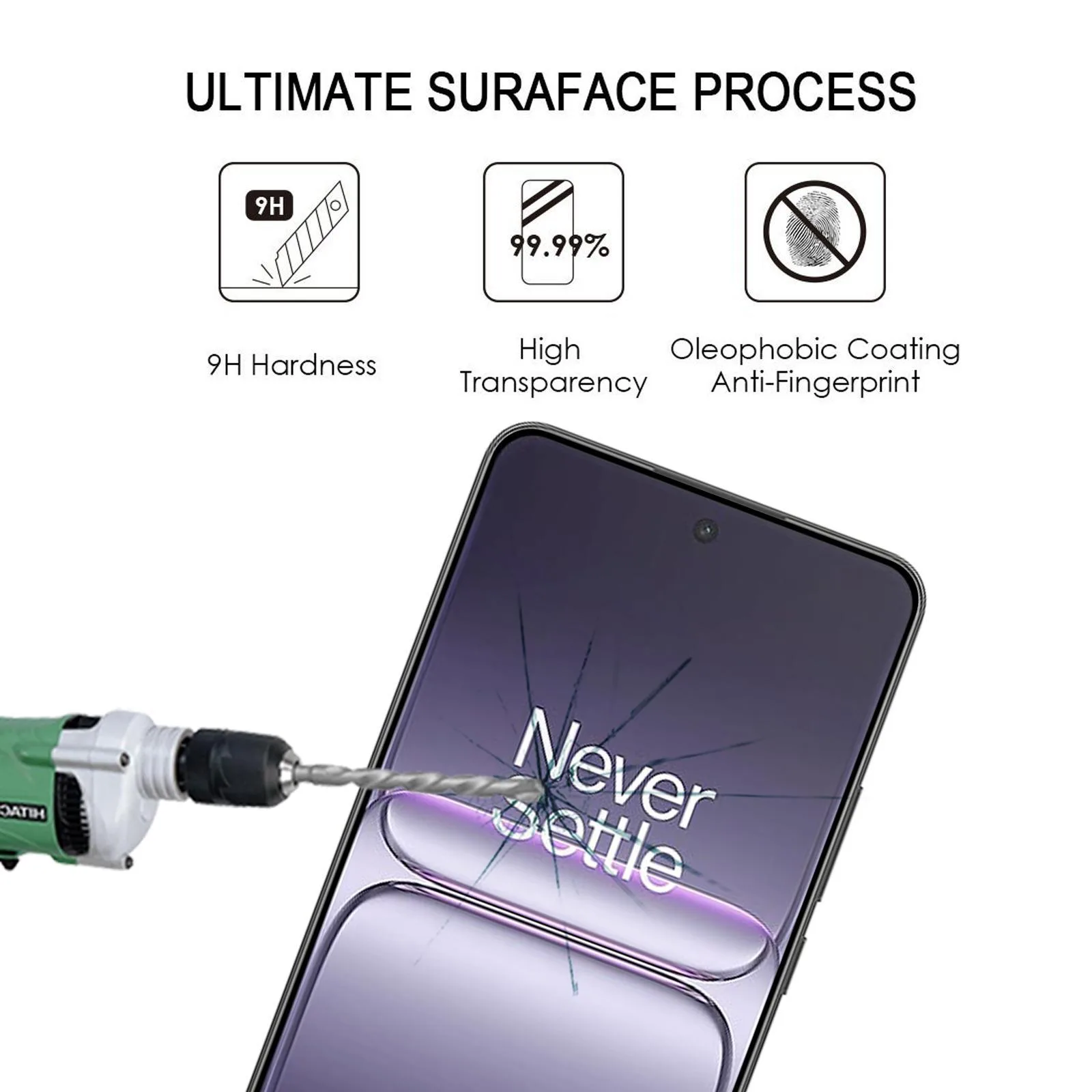 High Aluminum Full Screen Silk Printing Tempered Glass Film