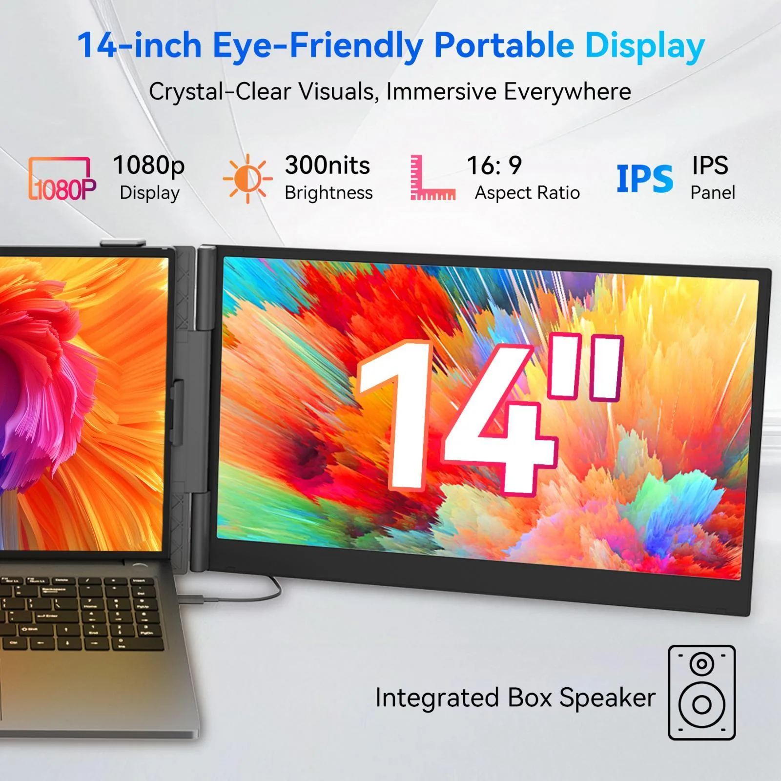 [HK Warehouse] Blackview DCM6 Pro 14 inch Dual Screen Portable Laptop Extension Monitor with Stand(Grey)