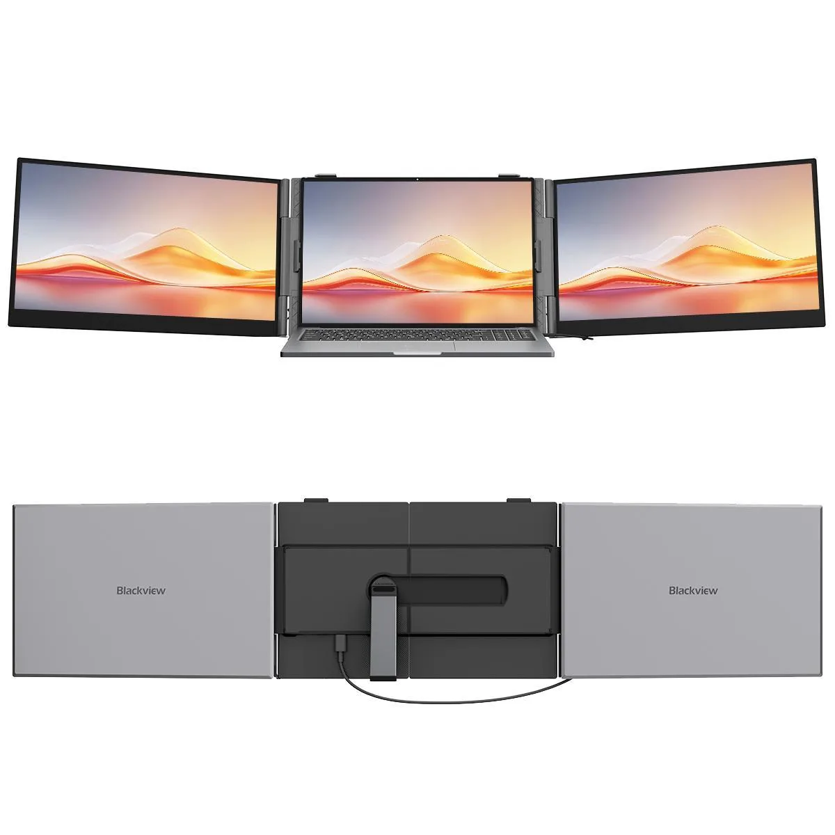 [HK Warehouse] Blackview DCM6 Pro 14 inch Dual Screen Portable Laptop Extension Monitor with Stand(Grey)