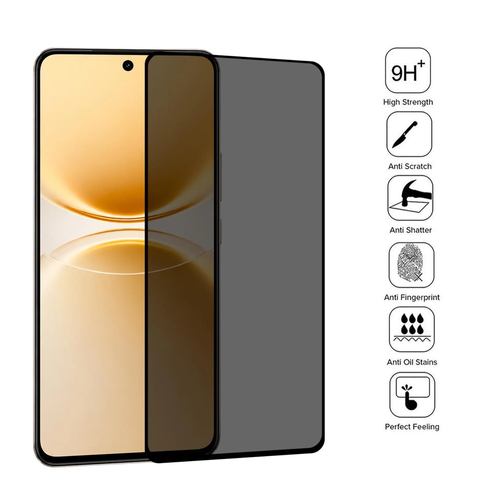 Full Cover Anti-peeping Tempered Glass Film, Support Fingerprint Unlocking