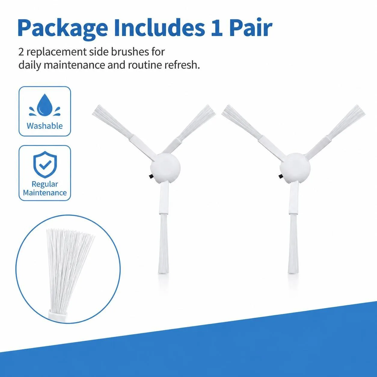 Replacement Accessories for Xiaomi Mijia Robot Vacuum Mop 2C / 1C / 1T, Specification:Dual Side Brush