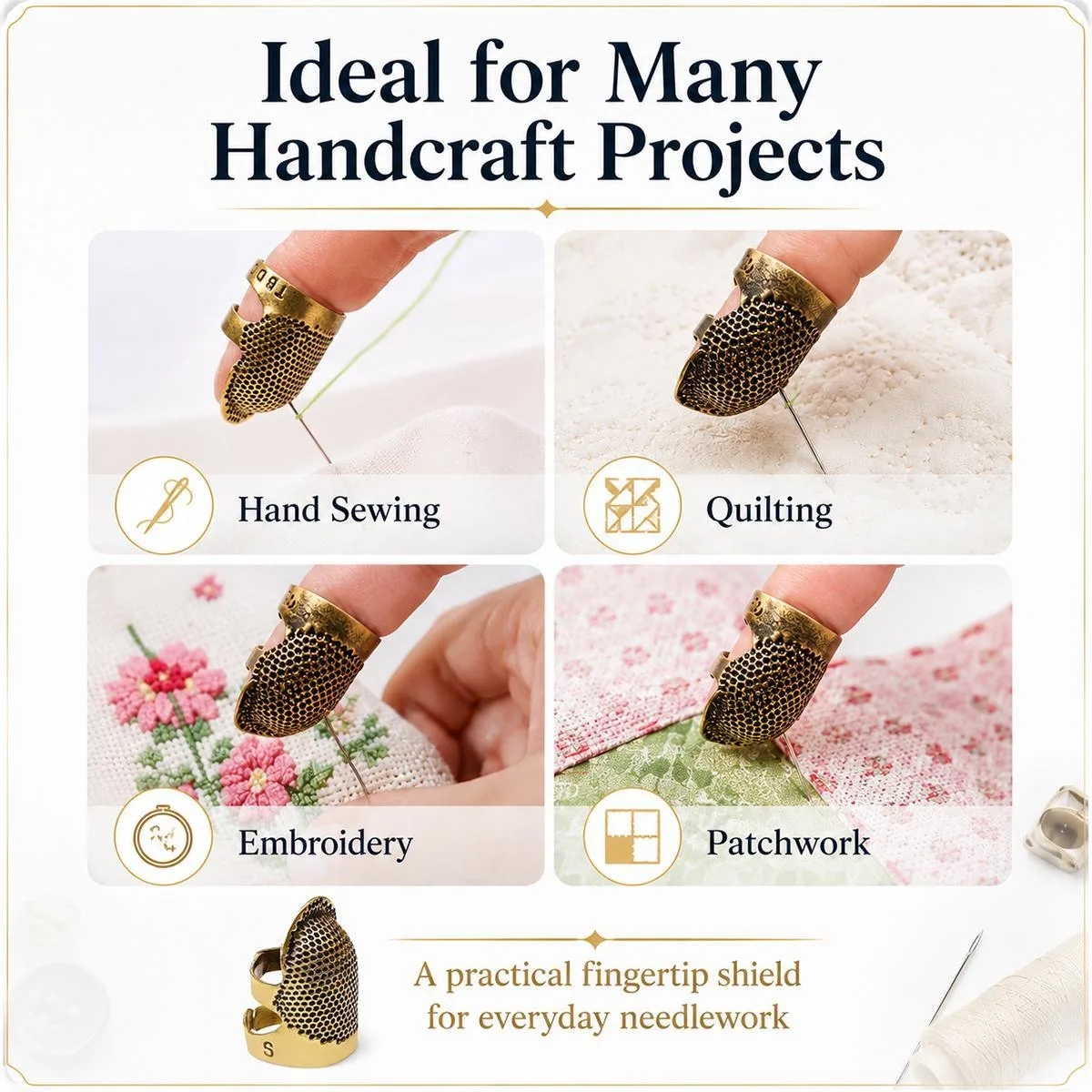 2pcs / Set S and M Household Adjustable Metal Sewing Thimble Finger Protectors(Random Color Delivery)