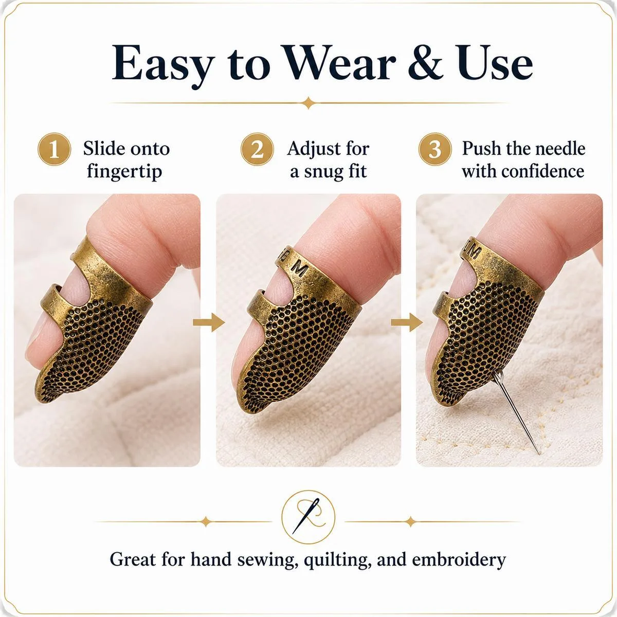 2pcs / Set S and M Household Adjustable Metal Sewing Thimble Finger Protectors(Random Color Delivery)