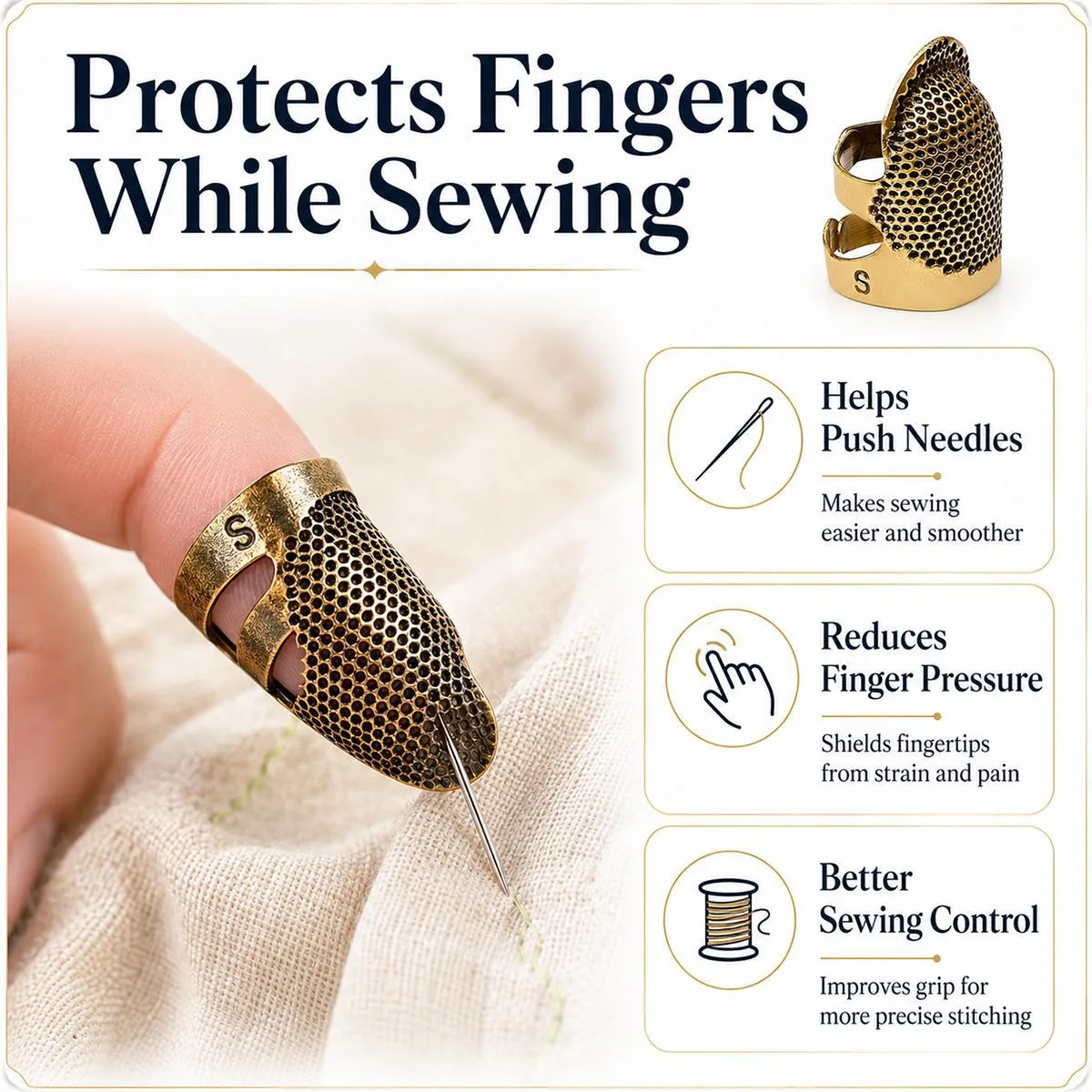 2pcs / Set S and M Household Adjustable Metal Sewing Thimble Finger Protectors(Random Color Delivery)