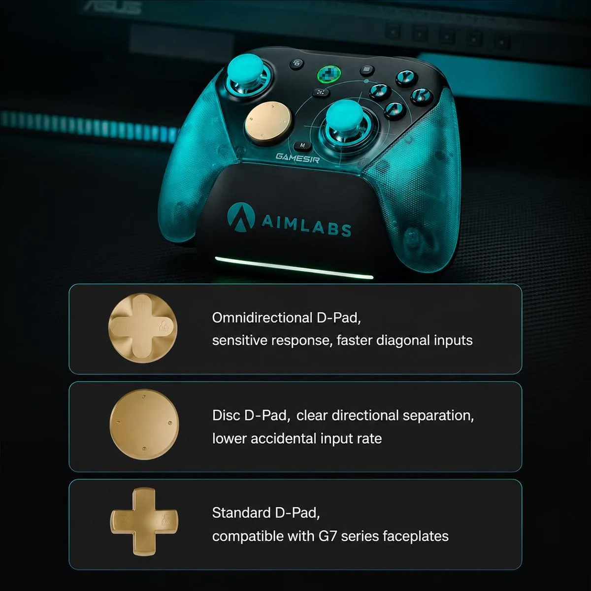 GameSir G7 Pro 8K Aimlabs Edition Tri-Mode Wireless Game Controller(Gradient Blue)