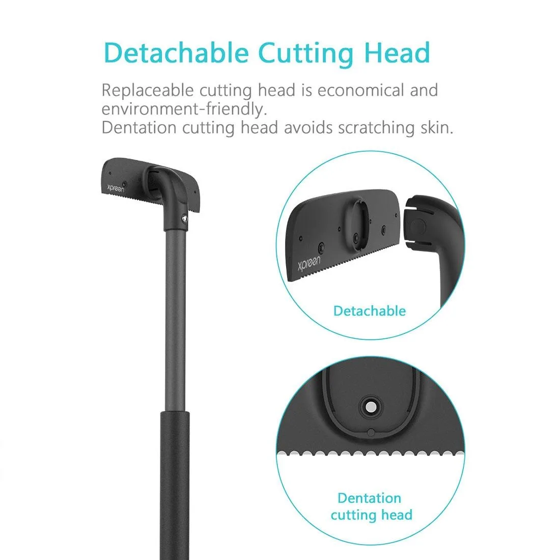XPREEN XPRE034 Stretchable Handle Stainless Steel Blade Back Shaver Adjustable Back Razor with Lanyard for Men(Black)
