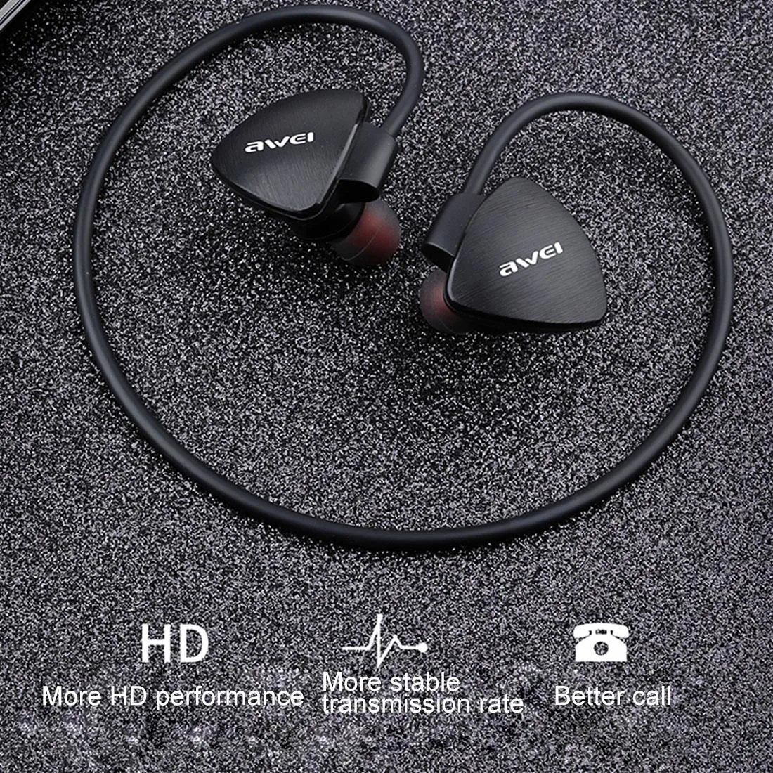 Outdoor Sports IPX4 Waterproof Anti-sweat Fashion After Hanging Design Stereo Bluetooth Earphone(Black)