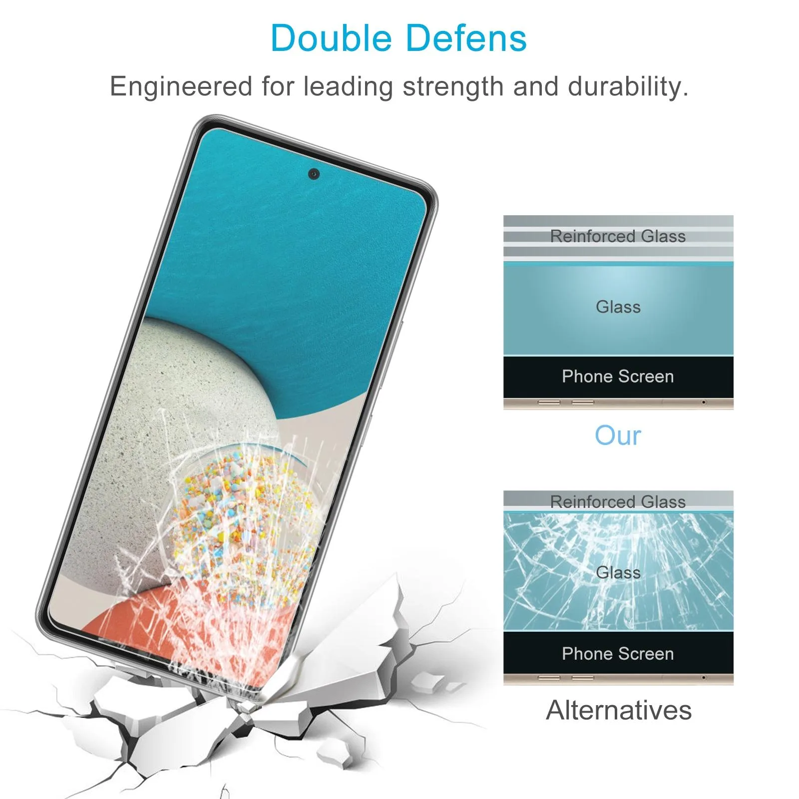 50 PCS 0.26mm 9H 2.5D Tempered Glass Film For Samsung Galaxy A53