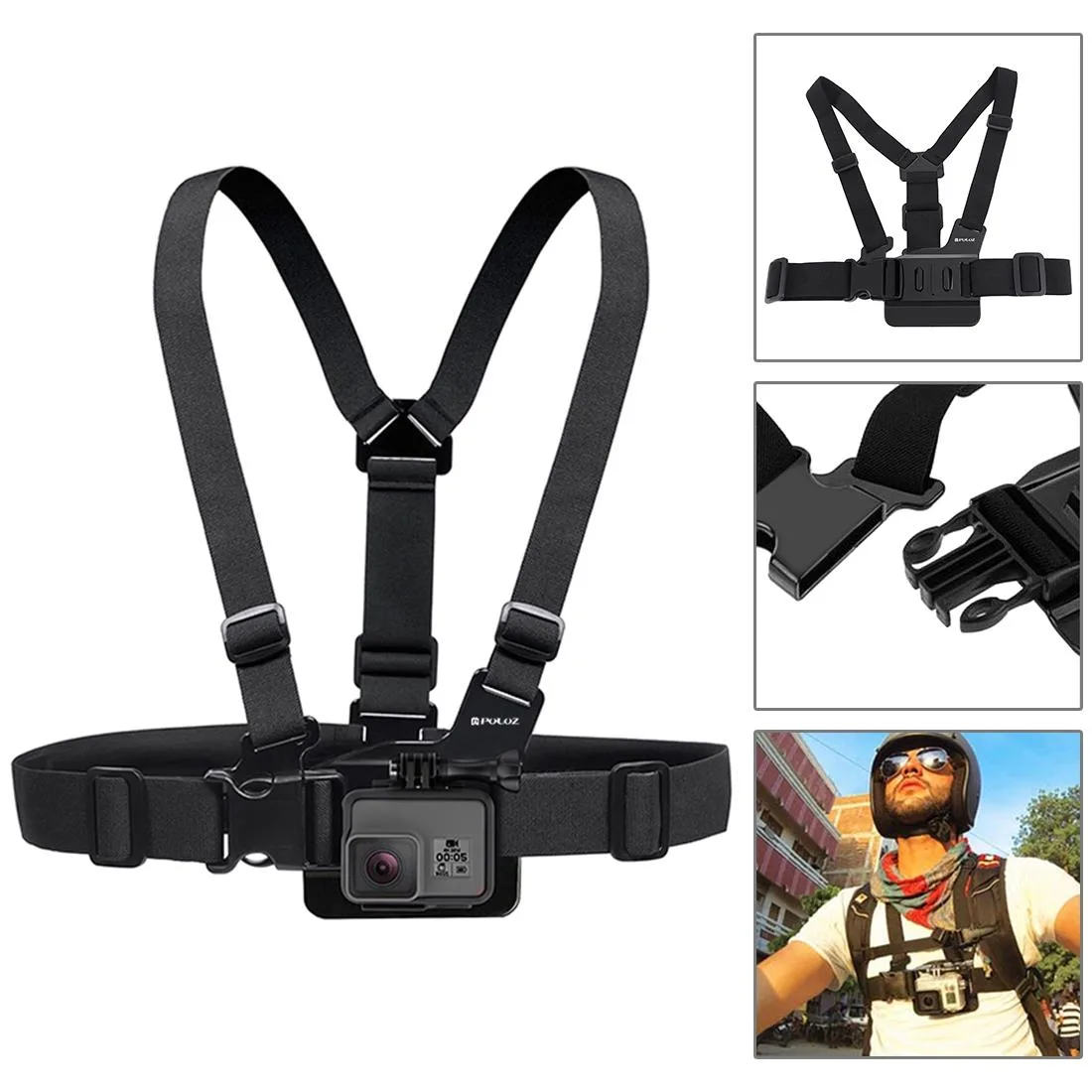 PULUZ 45 in 1 Accessories Ultimate Combo Kits with Camouflage EVA Case (Chest Strap + Suction Cup Mount + 3-Way Pivot Arms + J-Hook Buckle + Wrist Strap + Helmet Strap + Surface Mounts + Tripod Adapter + Storage Bag + Handlebar Mount + Wrench) for Go