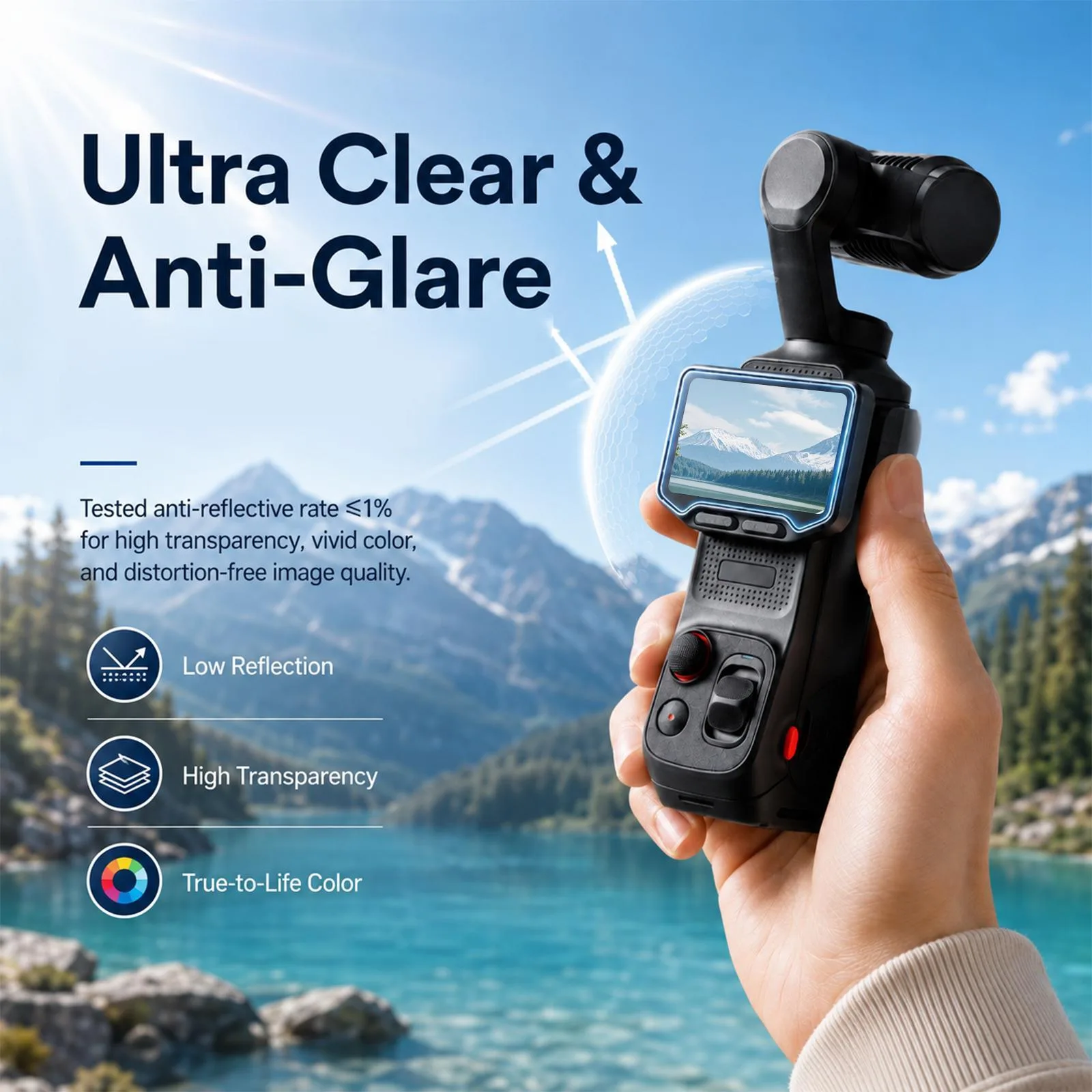 PULUZ 9H HD Tempered Glass Screen Film + Lens Protector (Transparent)