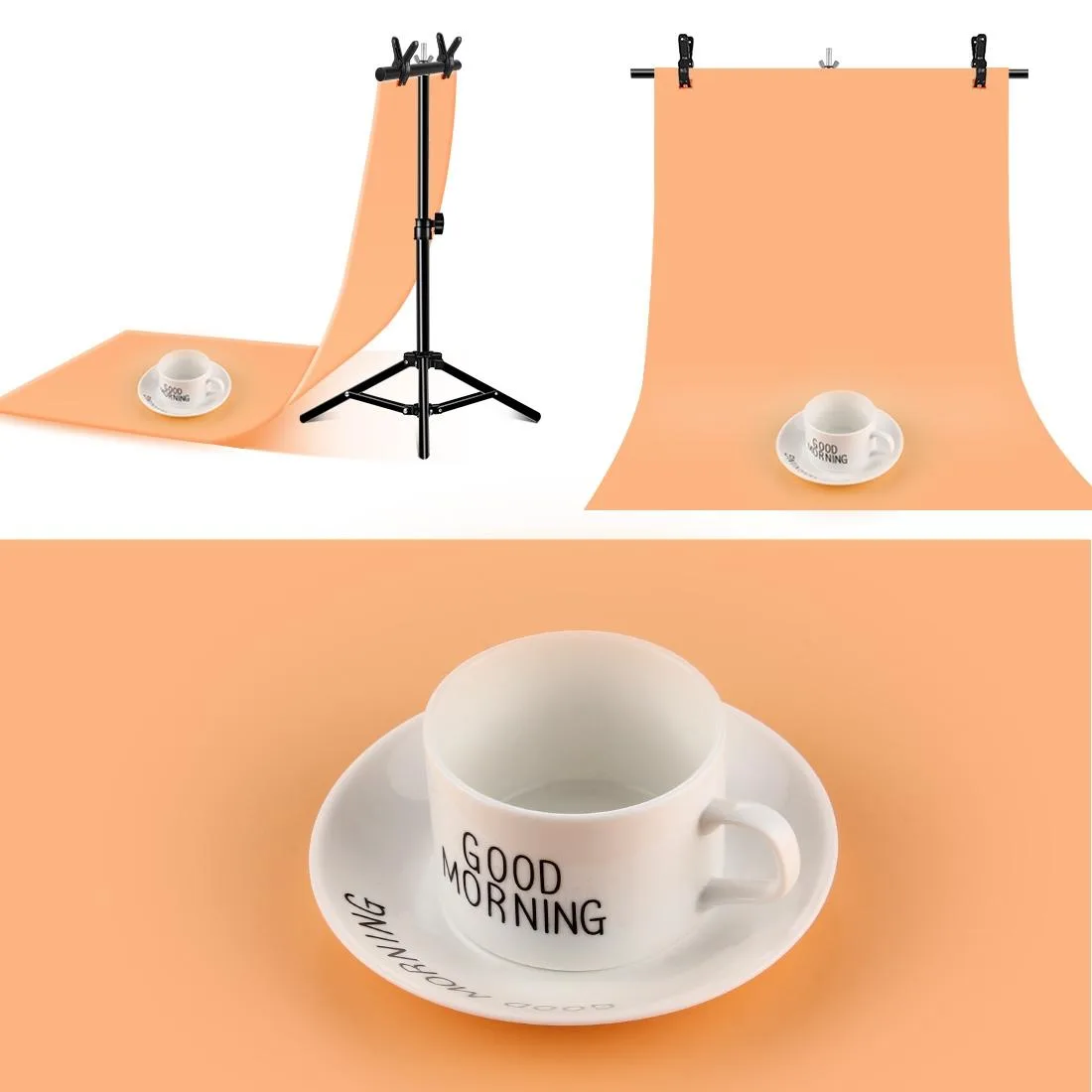 67cm T-Shape Photo Studio Background Support Stand Backdrop Crossbar Bracket with Clips, No Backdrop(Black)