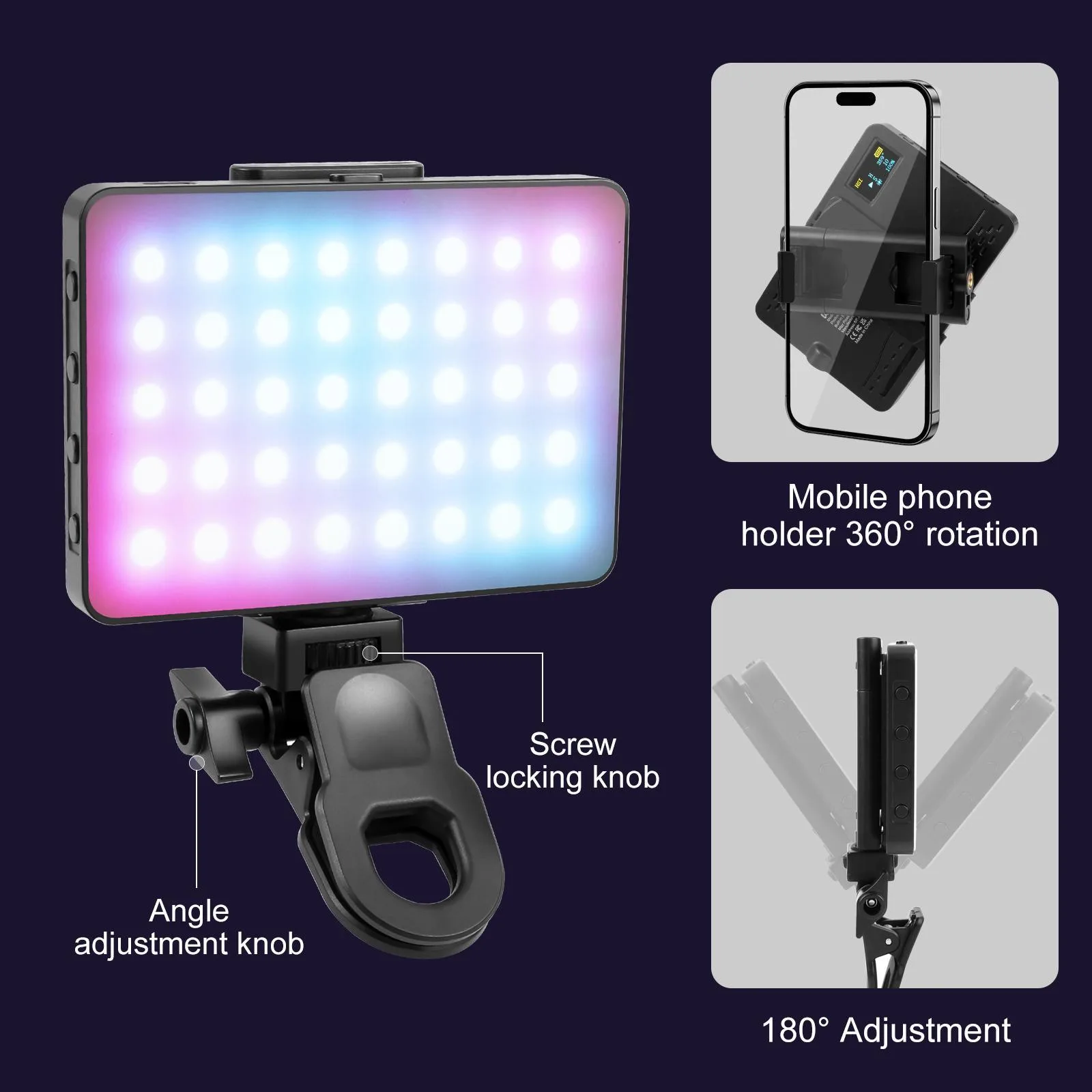 PULUZ Thin Pocket 94 LEDs RGB Full Color Beauty Fill Light Handheld Photography LED Light (Black)