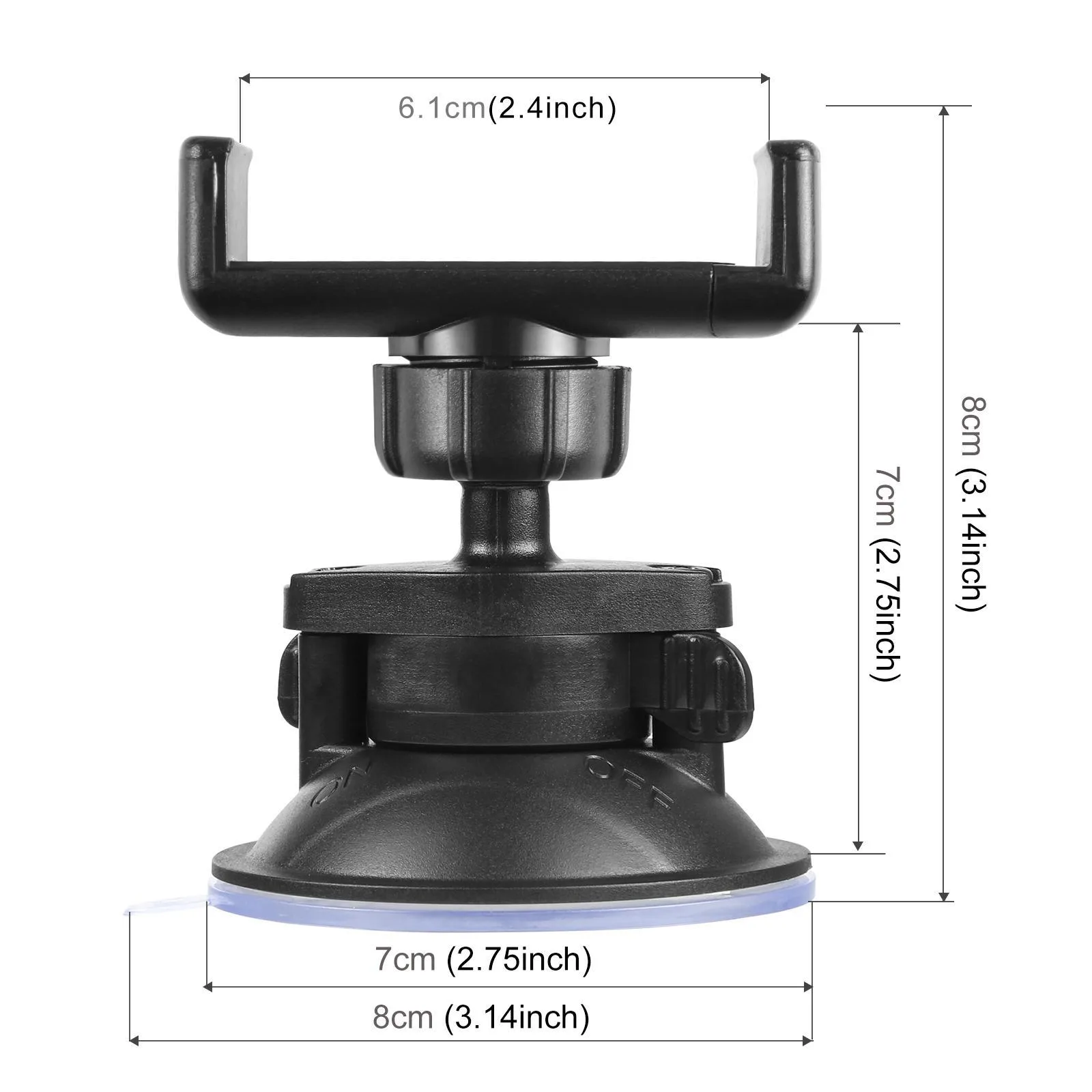 PULUZ 360 Degree Rotating Suction Cup Clamp Holder Bracket For iPhone, Galaxy, Huawei, Xiaomi, Sony, HTC, Google and other Smartphones (Black)