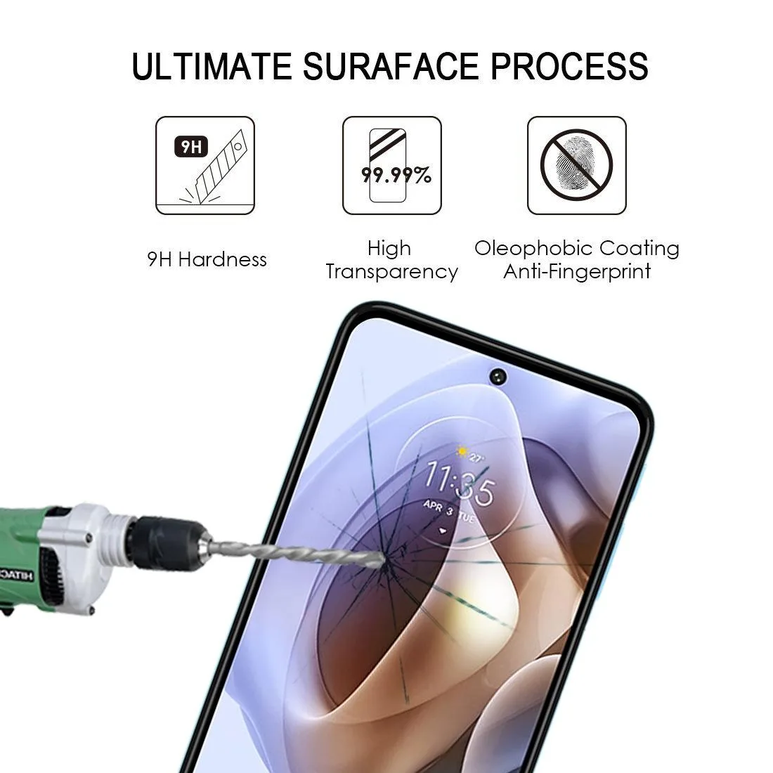 Full Glue Cover Screen Protector Tempered Glass Film For Motorola Moto G31 / Moto G53 / Moto G53 India