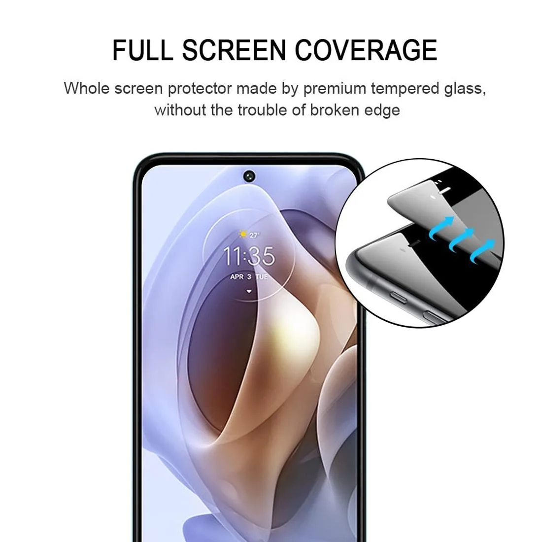 Full Glue Cover Screen Protector Tempered Glass Film For Motorola Moto G31 / Moto G53 / Moto G53 India