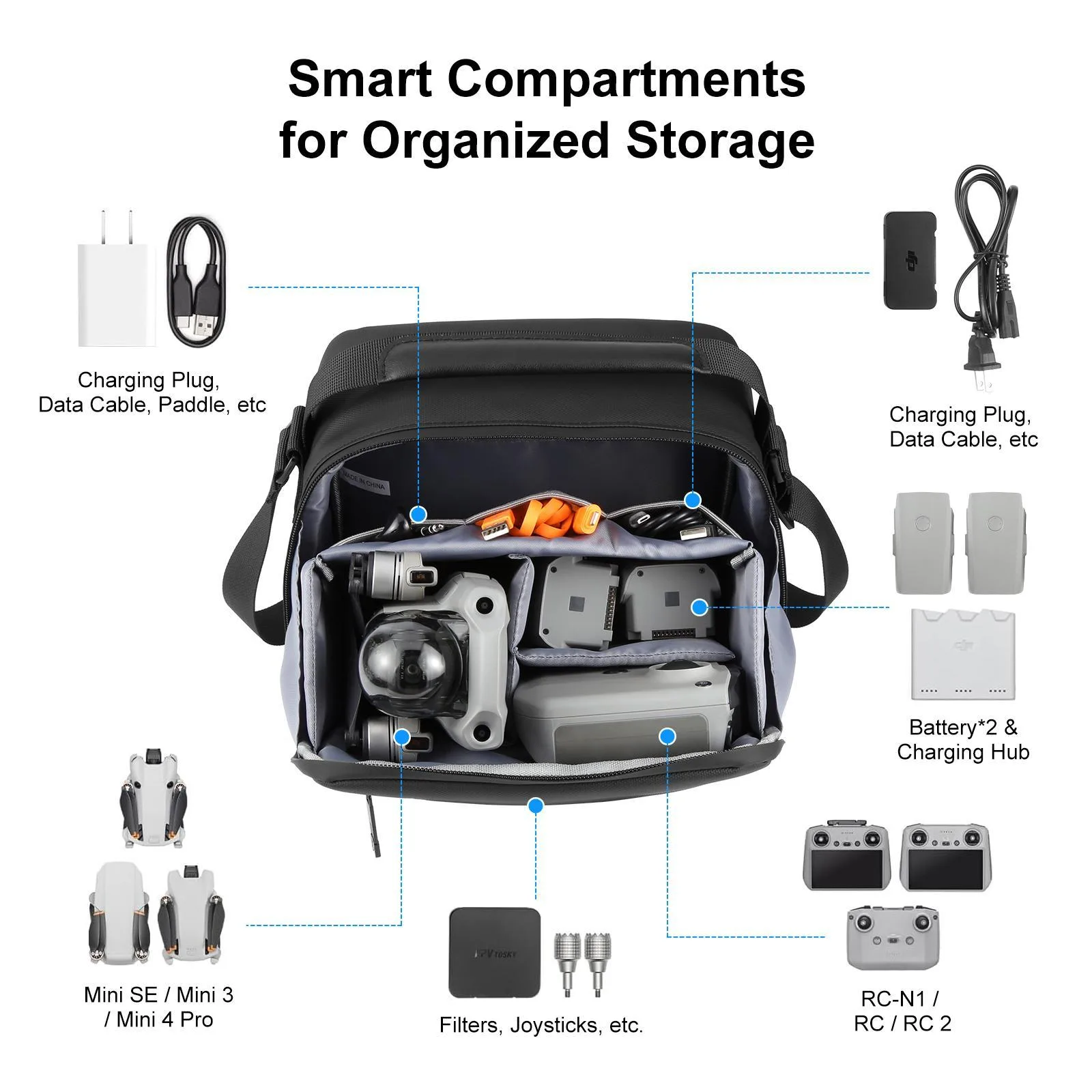 PULUZ Portable Carry Bag Single Shoulder Storage Bag for DJI Mini Series Drone / DJI Osmo Pocket Series (Black)