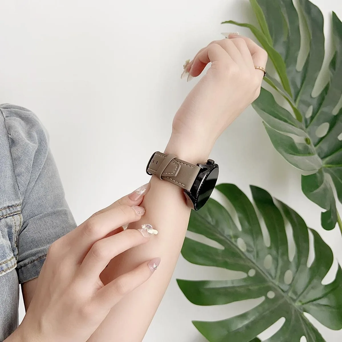 xDfind Flat Head Black Shark Fine Grain Leather Watch Band