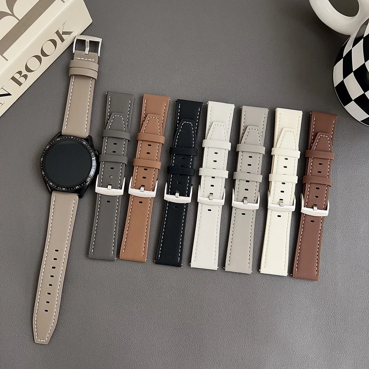 xDfind Flat Head Black Shark Fine Grain Leather Watch Band
