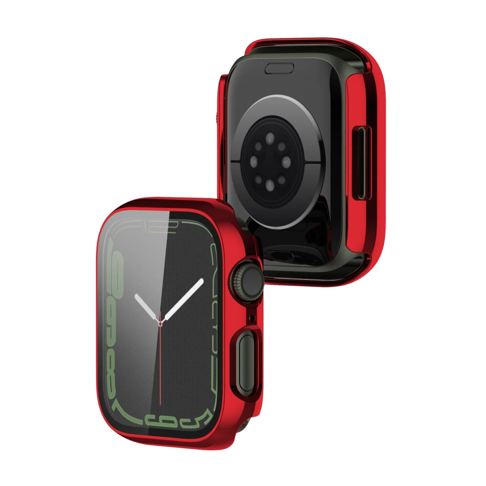 Electroplating Shockproof PC Protective Case with Tempered Glass Film For Apple Watch Series 9 / 8 / 7 45mm