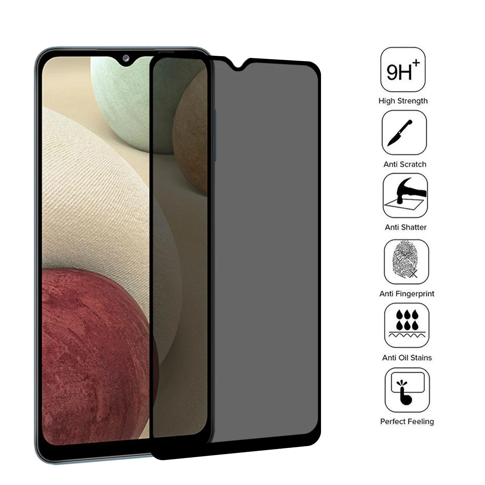 Full Cover Anti-peeping Tempered Glass Film For Samsung Galaxy A12