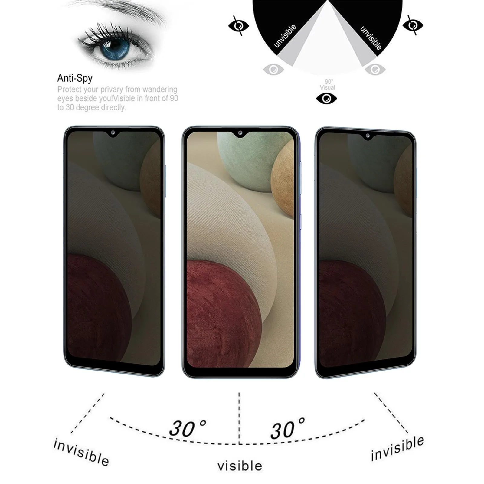Full Cover Anti-peeping Tempered Glass Film For Samsung Galaxy A12