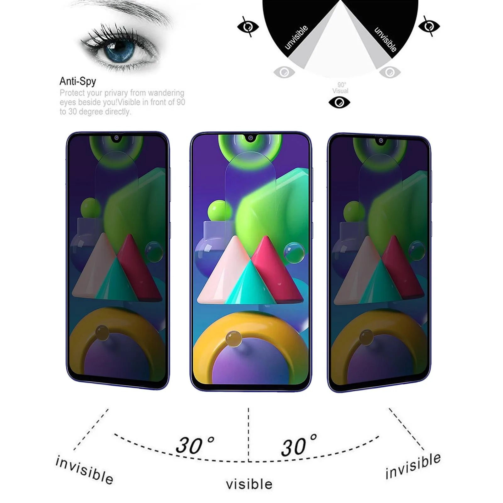 Full Cover Anti-peeping Tempered Glass Film For Samsung Galaxy M21