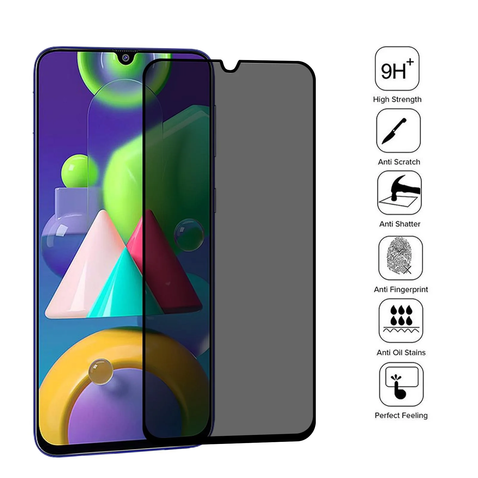 Full Cover Anti-peeping Tempered Glass Film For Samsung Galaxy M21