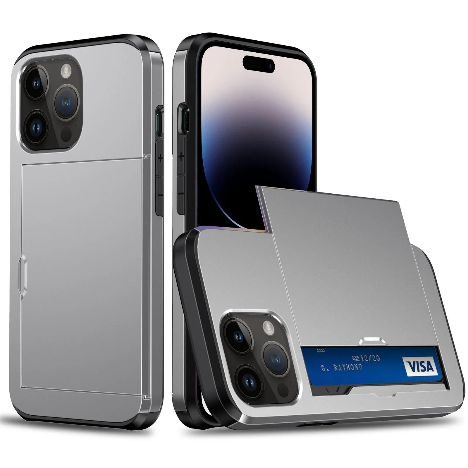 Shockproof Armor Protective Phone Case with Slide Card Slot