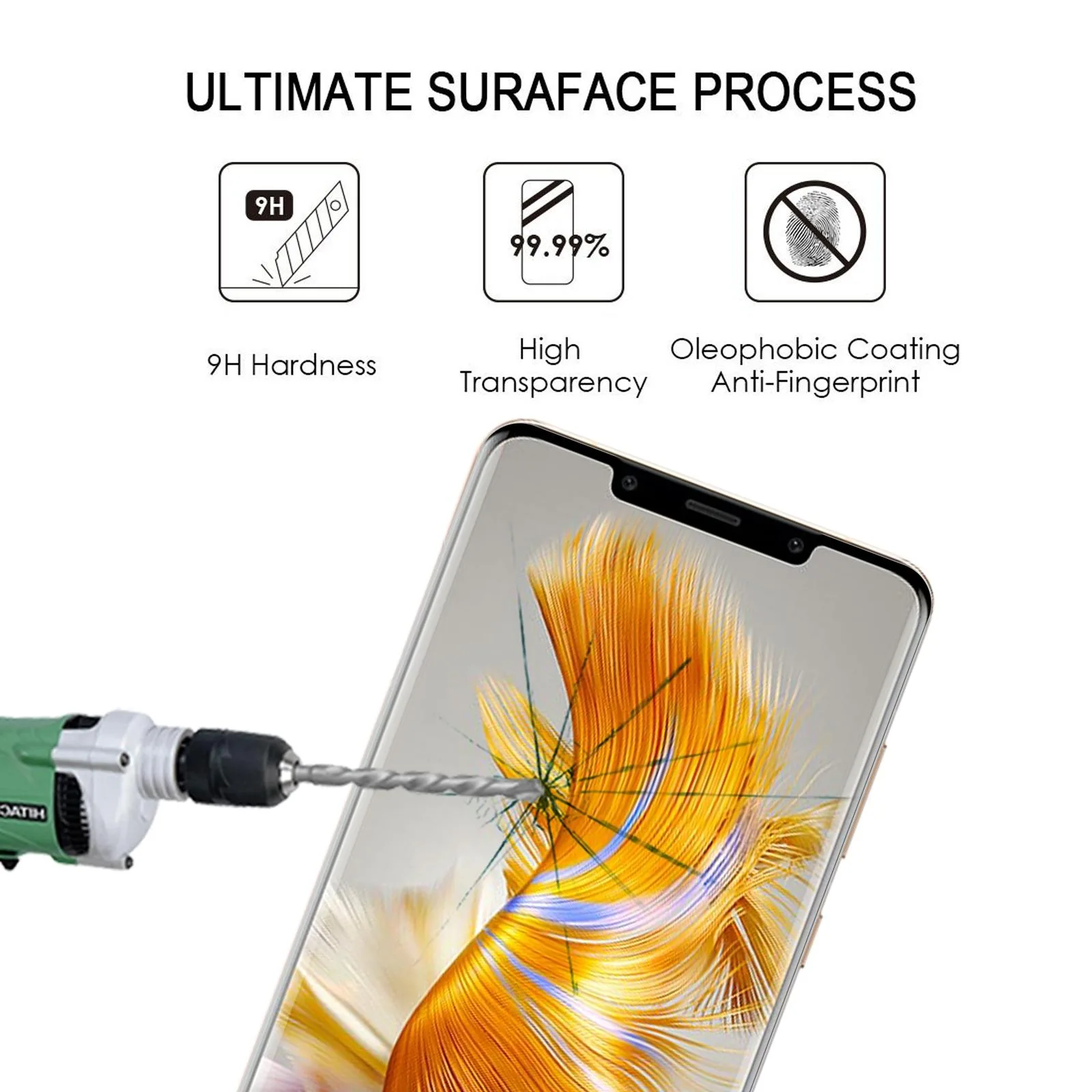 3D Curved Edge Full Screen Tempered Glass Film For Huawei Mate 50 Pro / Mate 50 RS Porsche Design