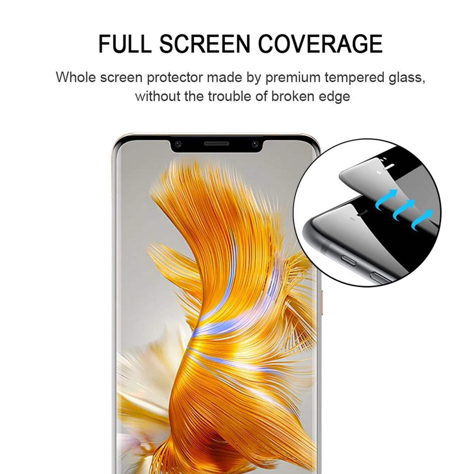 3D Curved Edge Full Screen Tempered Glass Film For Huawei Mate 50 Pro / Mate 50 RS Porsche Design