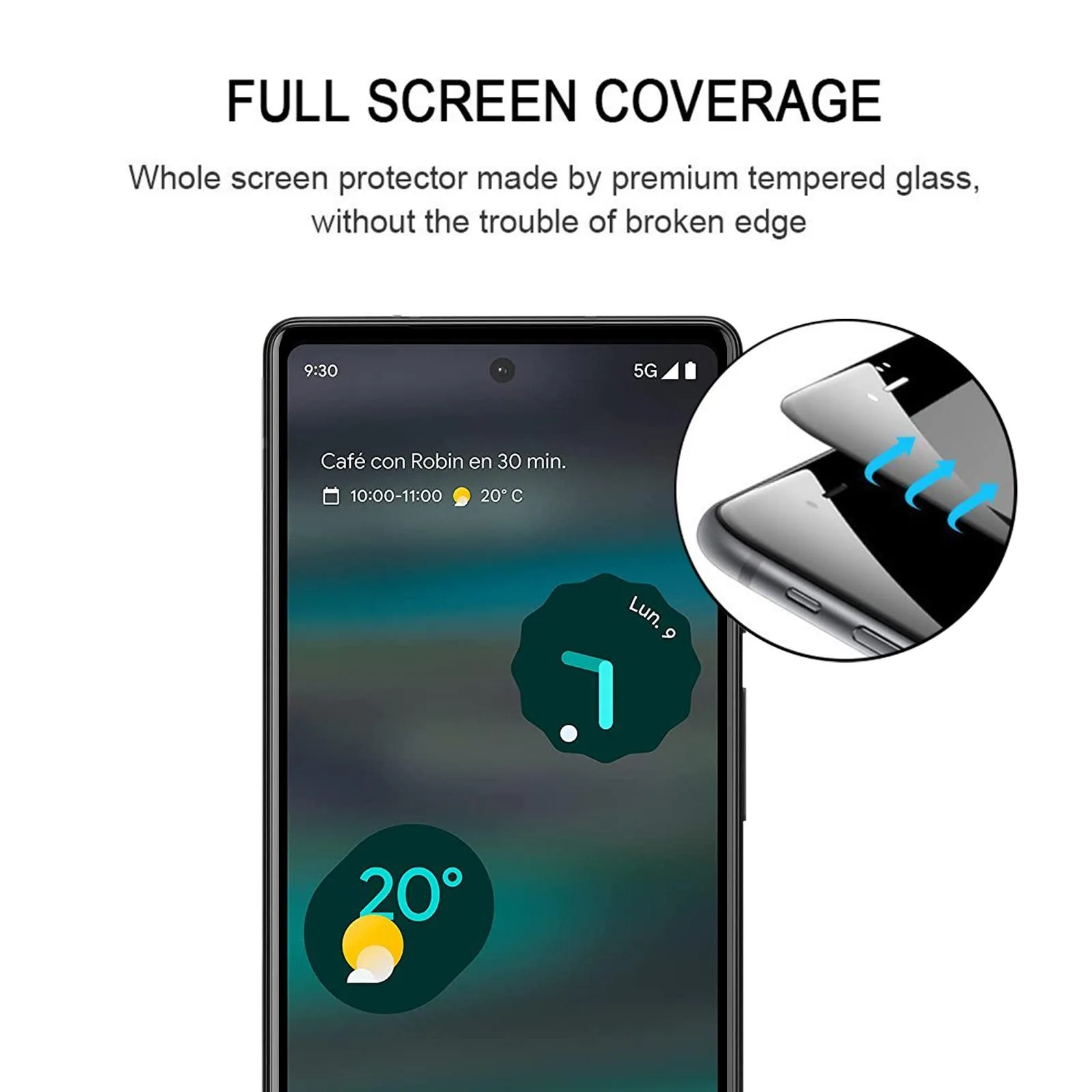 For Google Pixel 6a Full Glue Full Cover Screen Protector Tempered Glass Film
