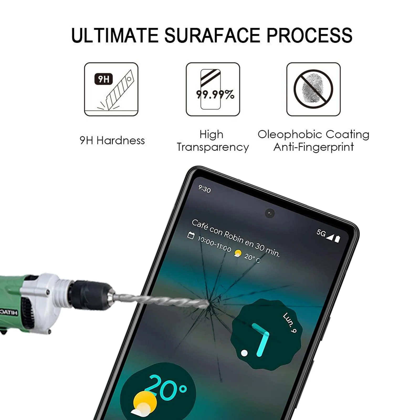 For Google Pixel 6a Full Glue Full Cover Screen Protector Tempered Glass Film