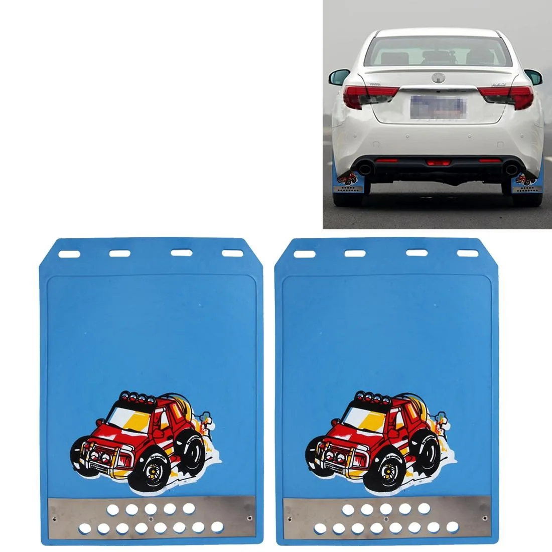 2 PCS WS-003 Premium Heavy Duty Molded Splash Mud Flaps Auto Front and Rear Guards, Small Size, Random Pattern Delivery