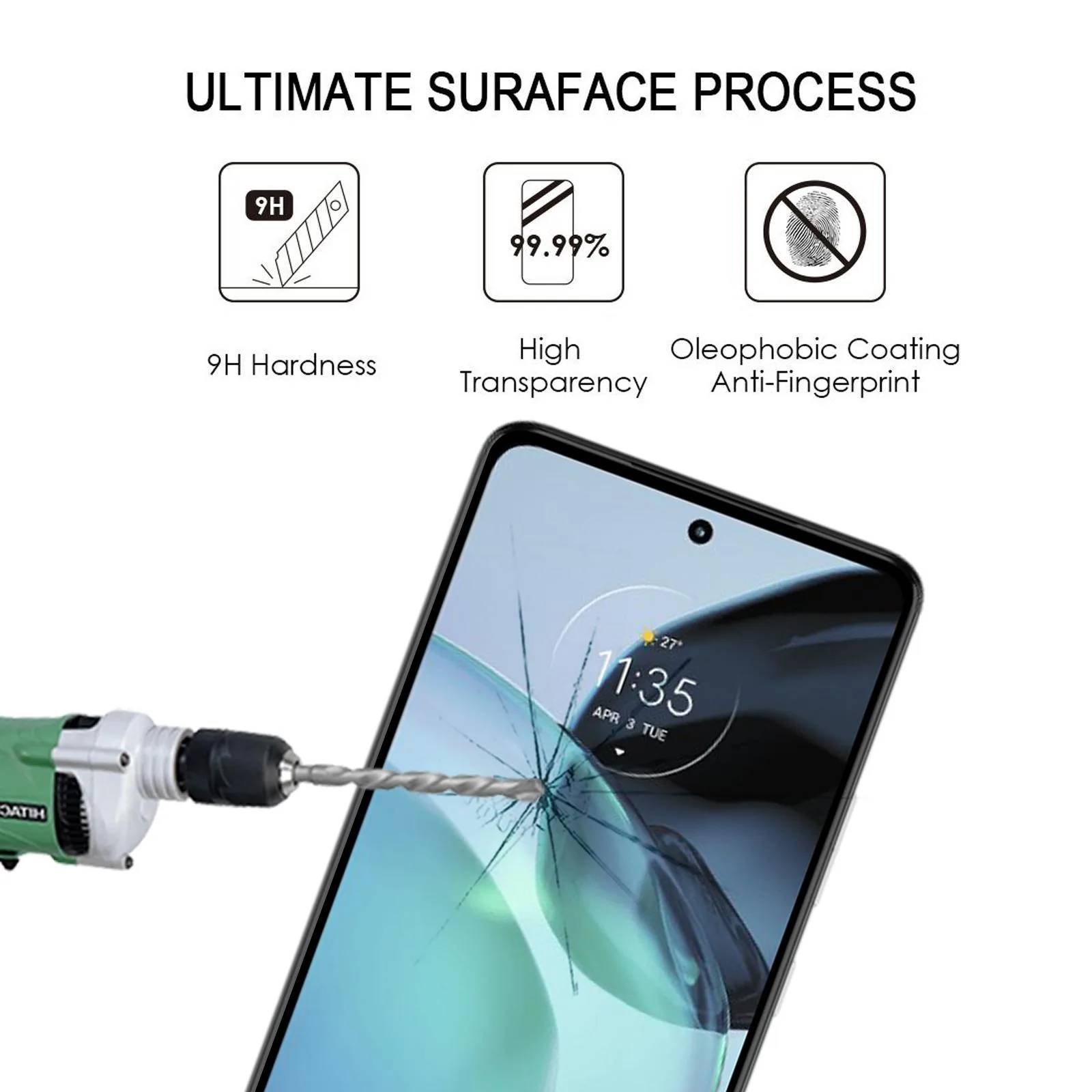 For Motorola Moto G72 Full Glue Full Cover Screen Protector Tempered Glass Film