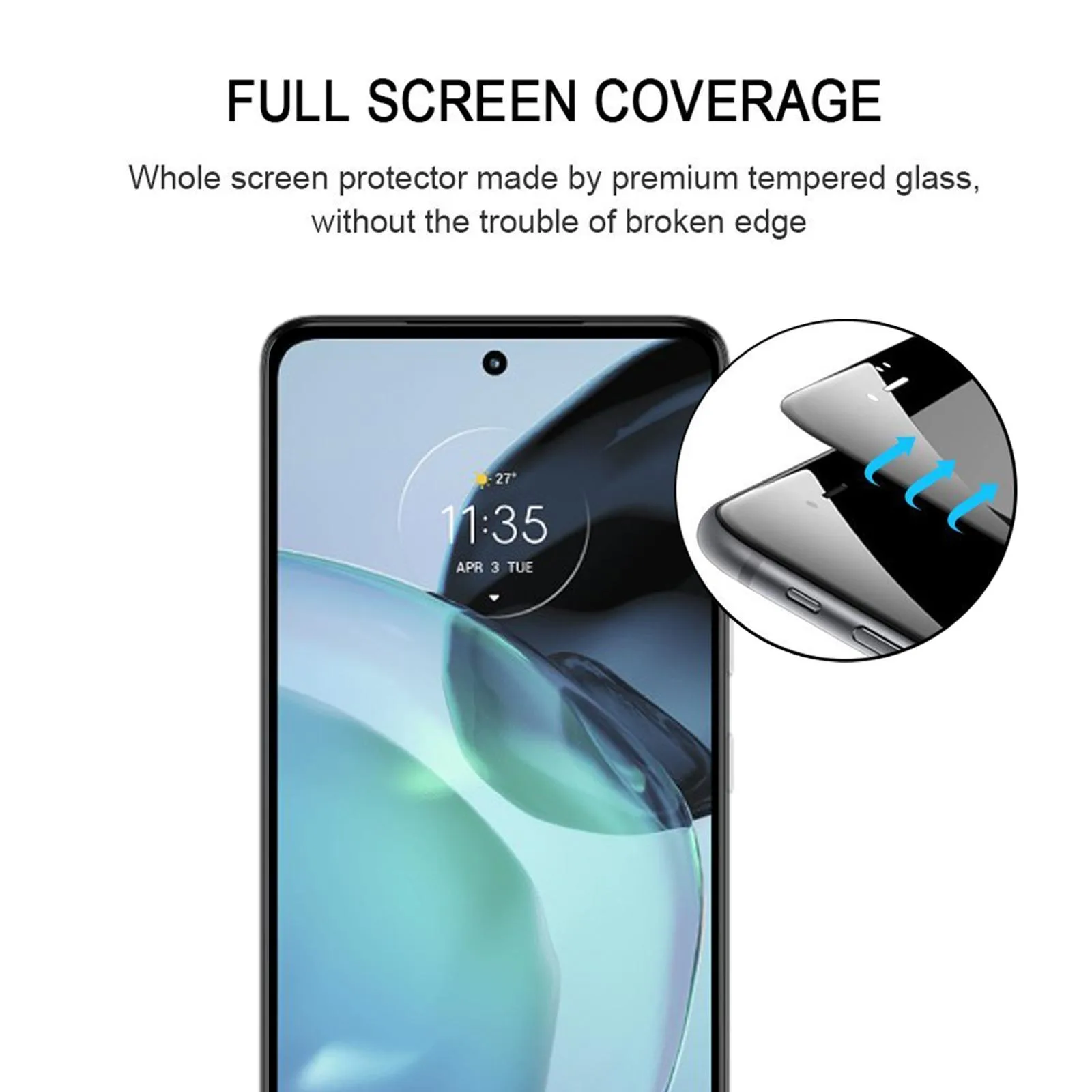 For Motorola Moto G72 Full Glue Full Cover Screen Protector Tempered Glass Film