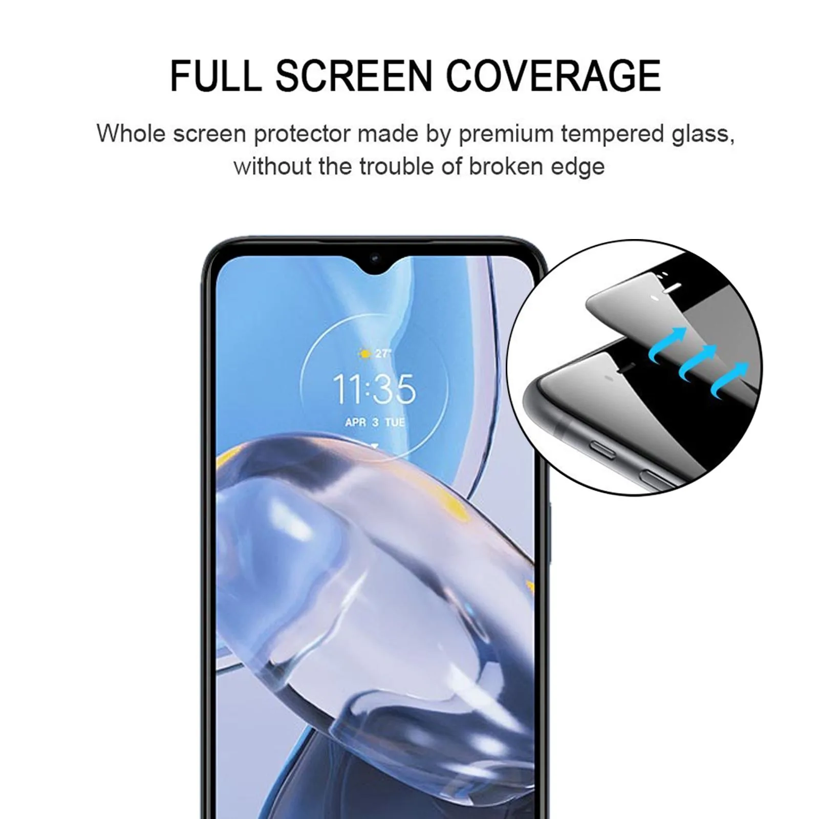 For Motorola Moto E22 / E22i Full Glue Full Cover Screen Protector Tempered Glass Film