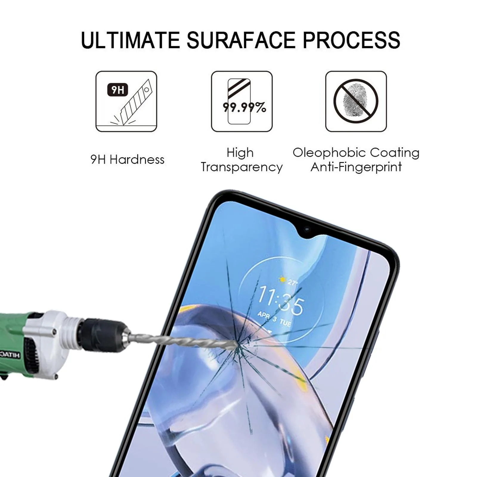 For Motorola Moto E22 / E22i Full Glue Full Cover Screen Protector Tempered Glass Film