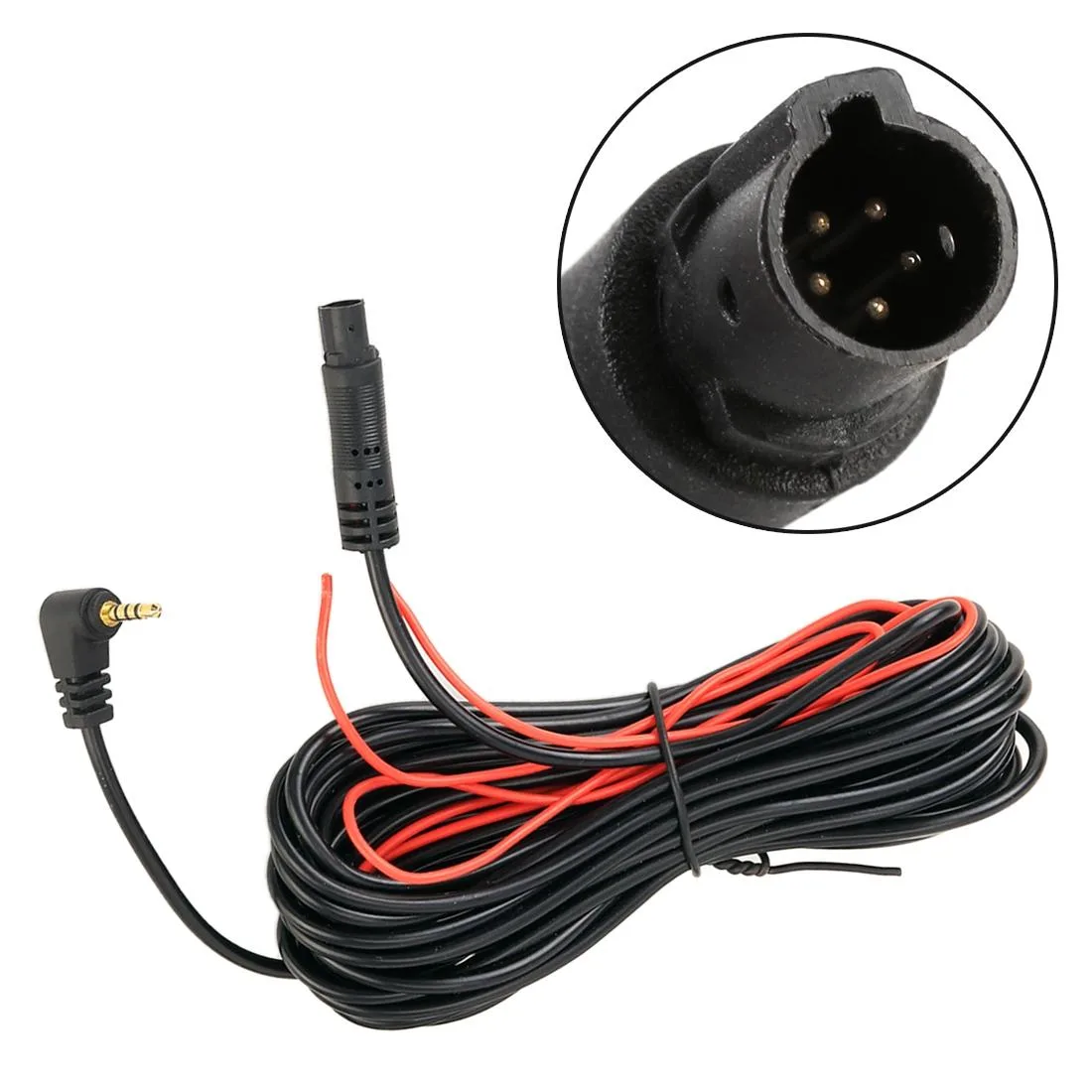 Universal Car 5P Reversing Camera Extension Cord Rearview Mirror Vehicle Traveling Data Recorder Video Conversion with Plug