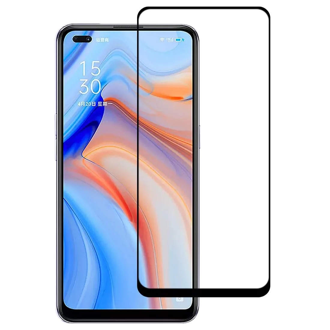 For OPPO Reno4 Full Glue Full Screen Tempered Glass Film