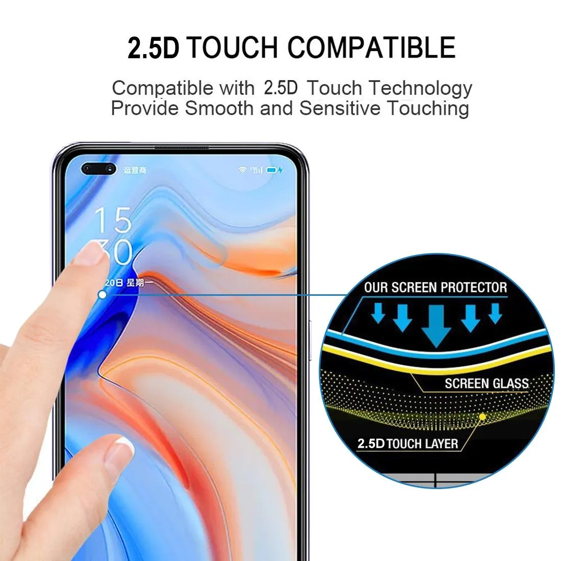 For OPPO Reno4 Full Glue Full Screen Tempered Glass Film