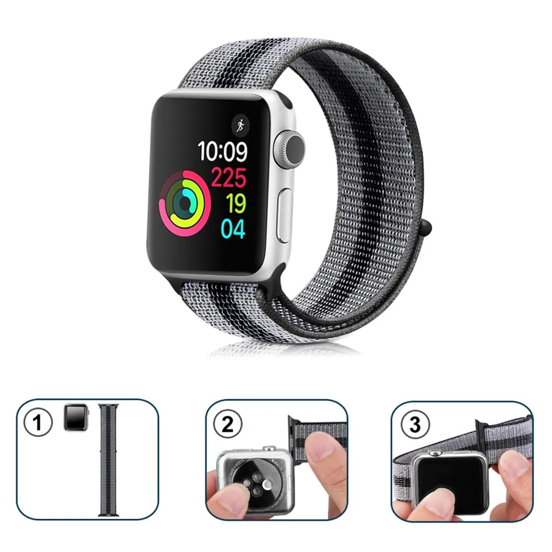 Nylon Loop Watch Band For Apple Watch Ultra 49mm&Watch Ultra 2 49mm / Series 9&8&7 45mm / SE 3&SE 2&6&SE&5&4 44mm / 3&2&1 42mm