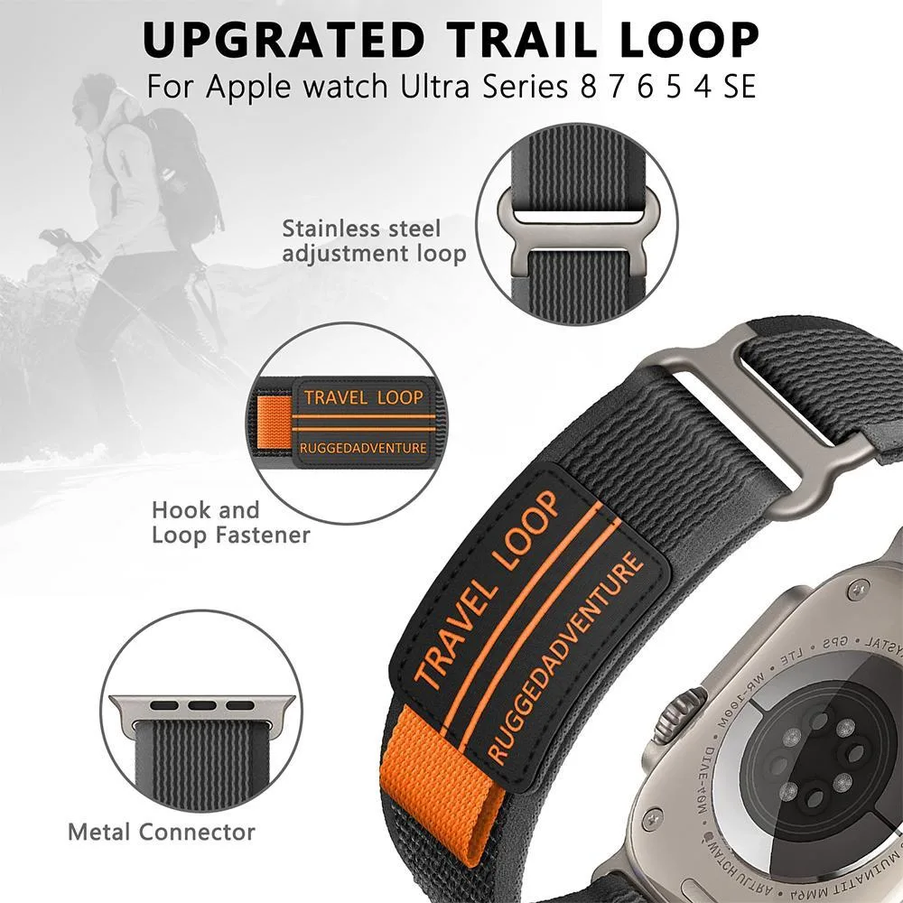 For Apple Watch 42mm / 41mm / 40mm / 38mm xDfind Double Section Metal Buckle Loop Nylon Braided Watch Band