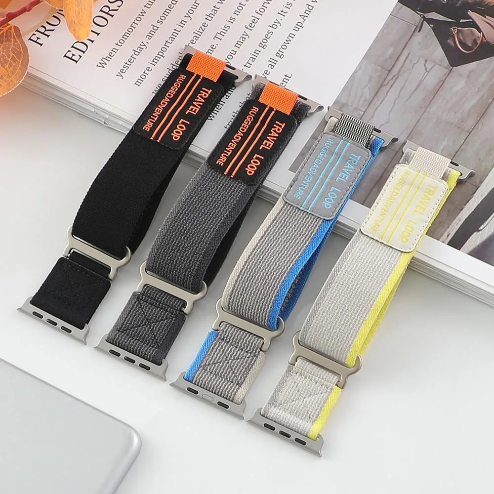 For Apple Watch 42mm / 41mm / 40mm / 38mm xDfind Double Section Metal Buckle Loop Nylon Braided Watch Band
