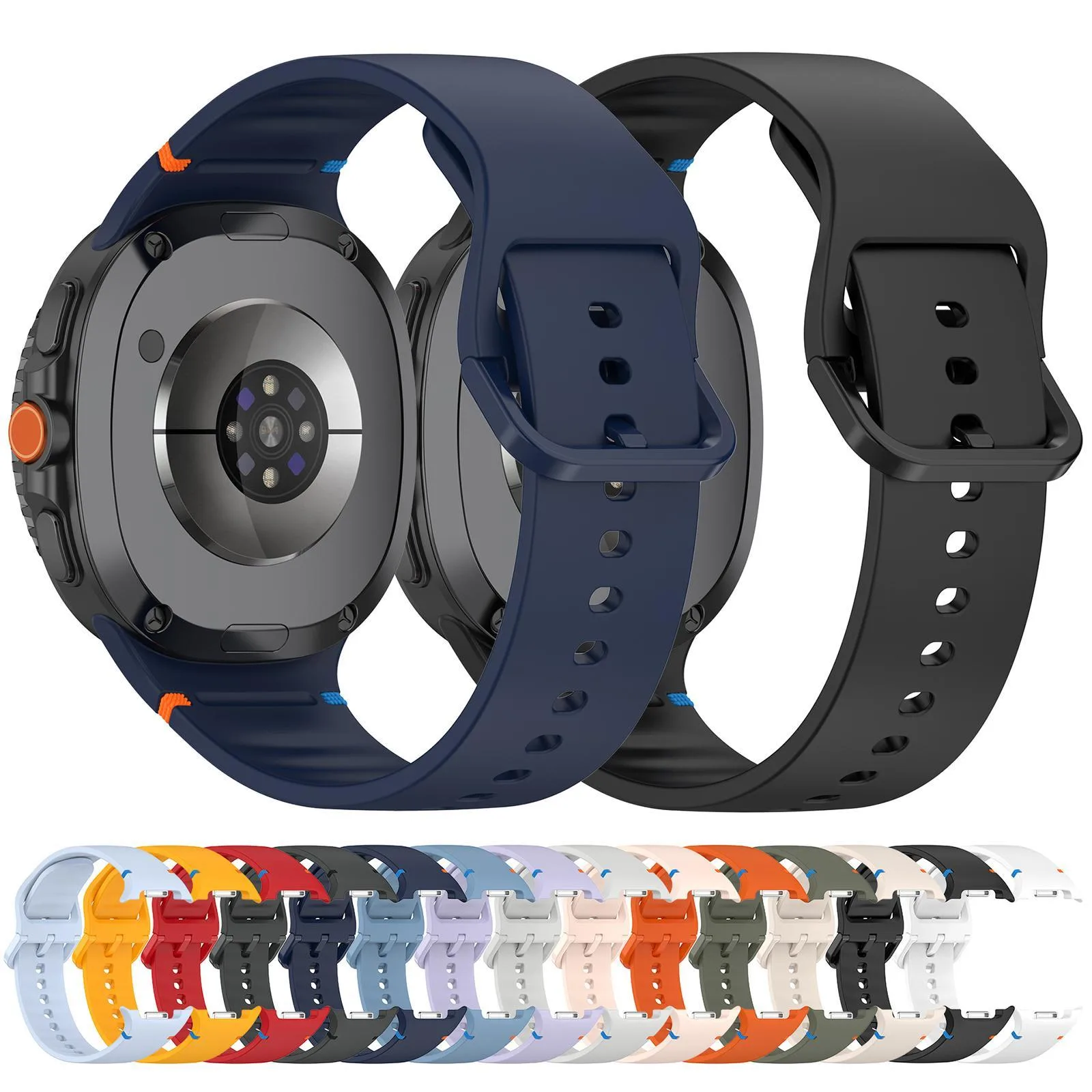 For Galaxy Watch9 / 8 / 8 Classic xDfind Stitched Solid Color Silicone Watch Band, Size:22mm