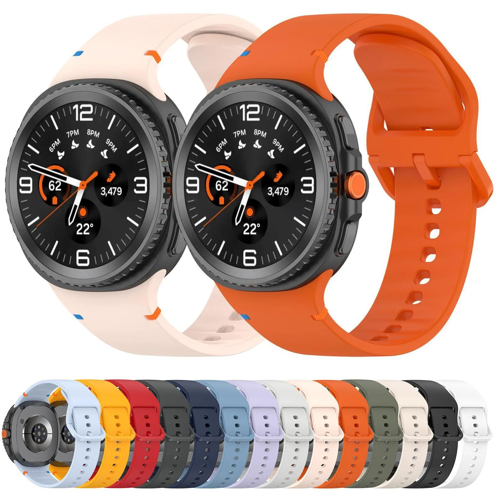For Galaxy Watch9 / 8 / 8 Classic xDfind Stitched Solid Color Silicone Watch Band, Size:22mm