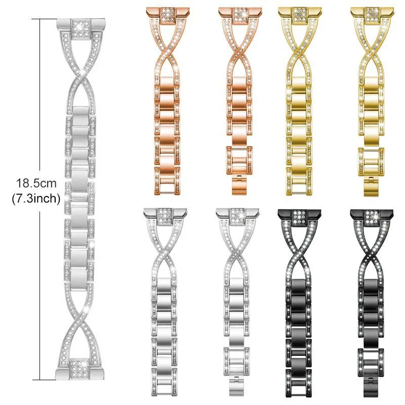 xDfind X-Shaped Single Row Diamond Metal Watch Band
