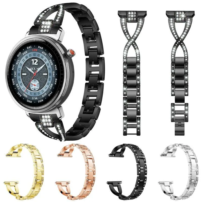 xDfind X-Shaped Single Row Diamond Metal Watch Band